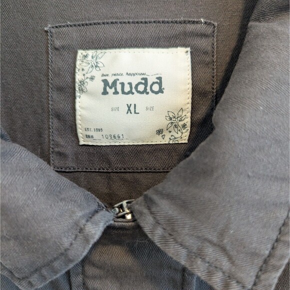 Mudd Gray Twill Jacket Women's XL Utility Military Style Full Zip‎ Lightweight - Picture 4 of 11